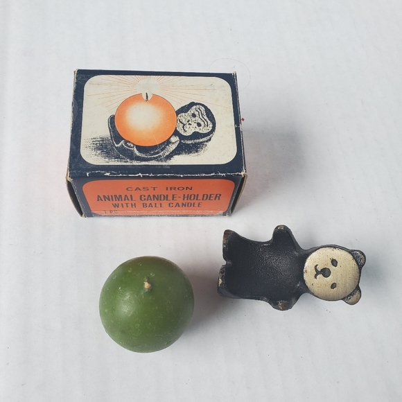 Vintage Cast Iron Animal Panda Candle-Holder - Picture 3 of 9